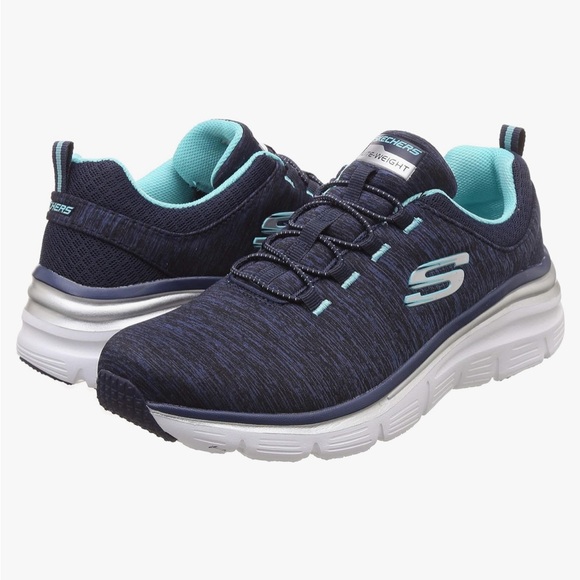 Skechers Fashion Fit-Up A Level MEMORY FOAM Sneakers *Navy/Turquoise* - Picture 7 of 7